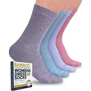 Women's Pembrook Bamboo Viscose Socks 4-Pack - Lt Blue/Blue/Purple/Pink - Medium